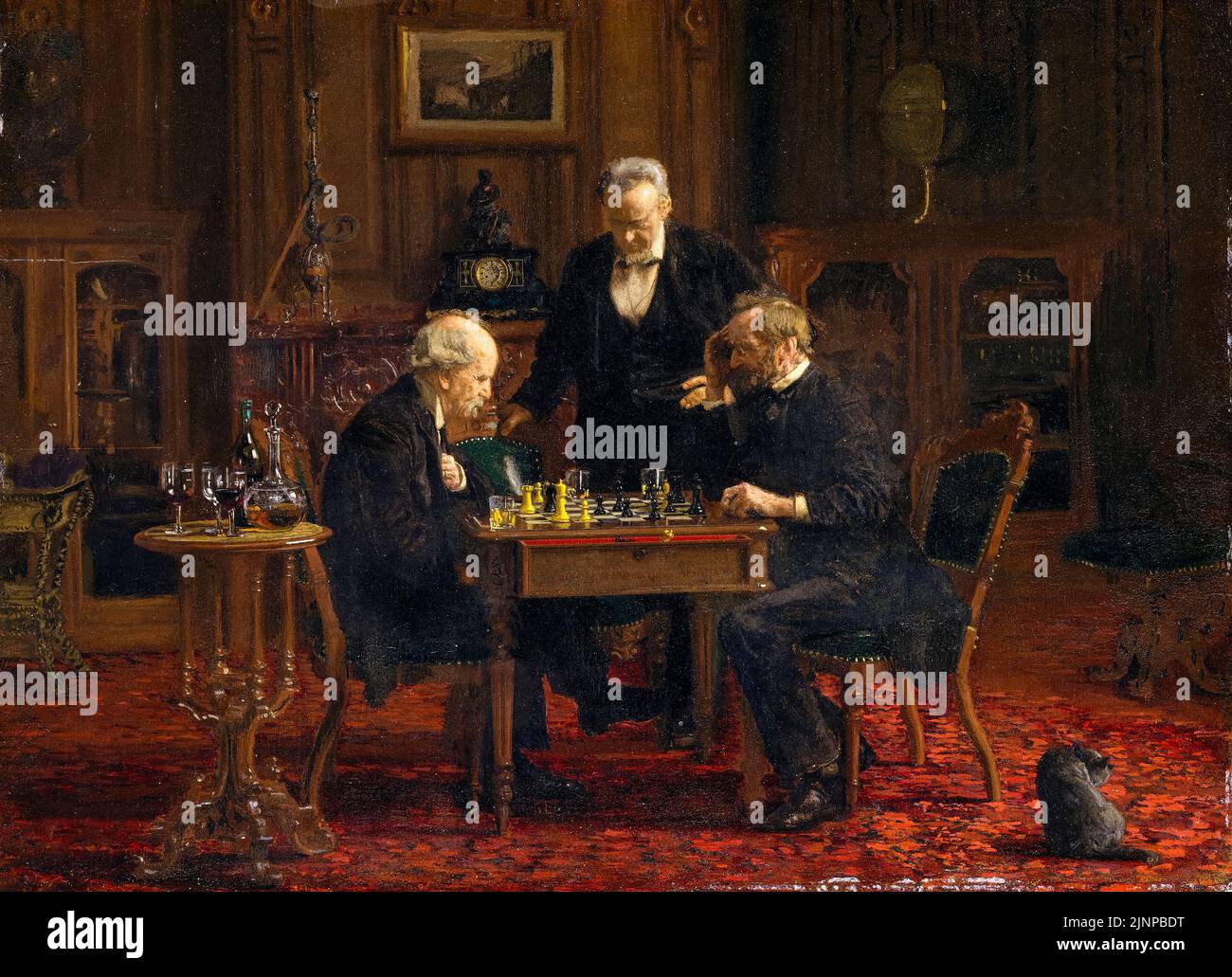 Thomas Eakins peinture, les joueurs d'échecs, huile sur panneau, 1876 Banque D'Images