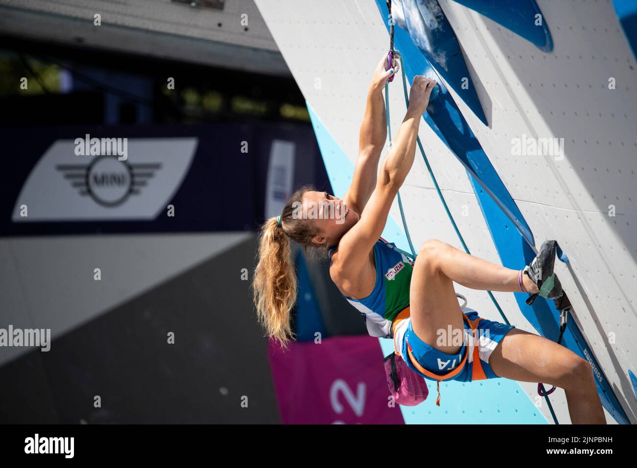 Munich, Allemagne. 13th août 2022. Munich, Allemagne, 13 août 2022: Camilla Moroni (ITA) en action lors de la semi-finale d'escalade de la Femme au Lead à Koenigsplatz aux Championnats d'Europe de Munich 2022 à Munich, Allemagne (Liam Asman/SPP) crédit: SPP Sport presse photo. /Alamy Live News Banque D'Images