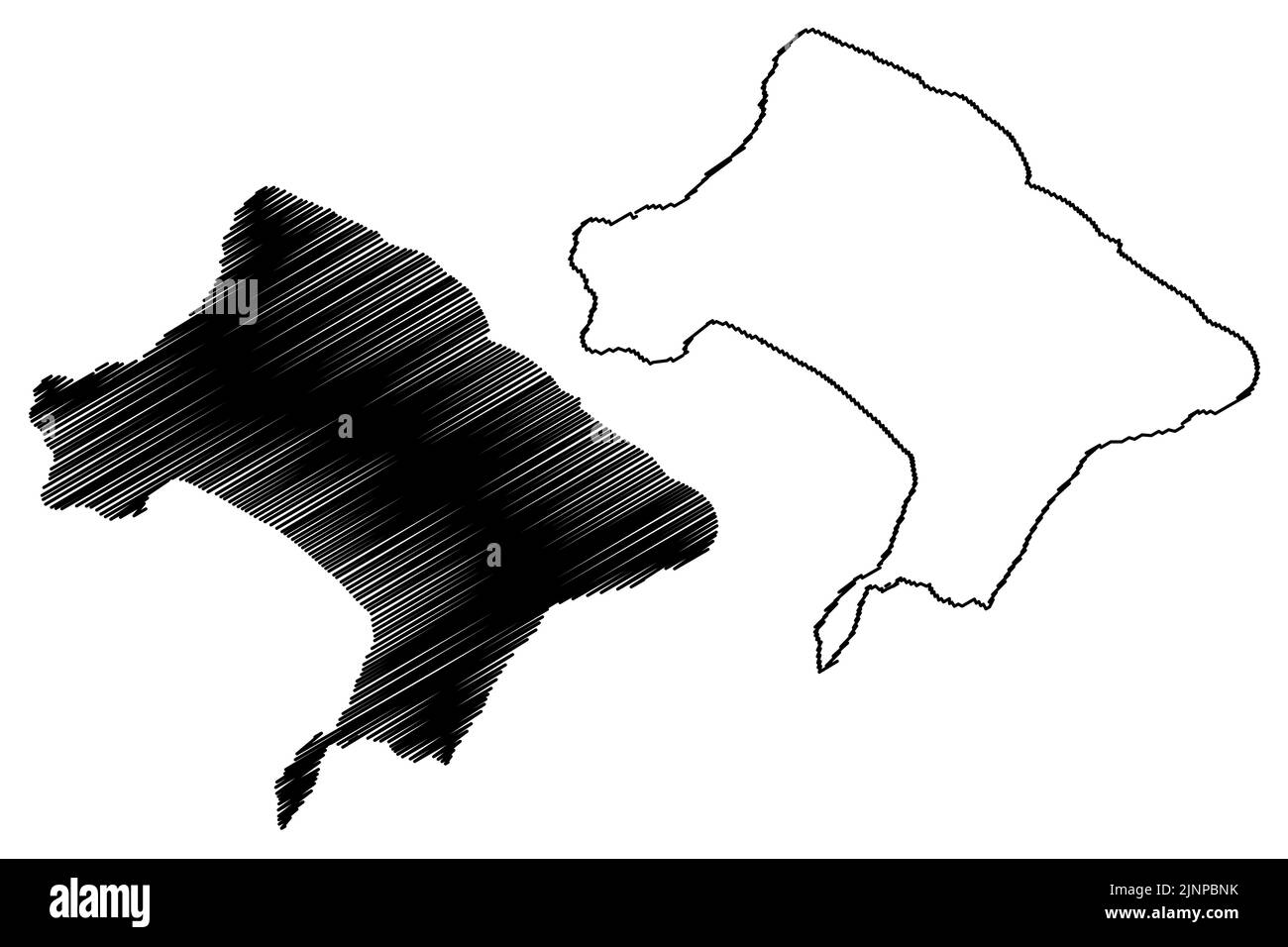 Chissioua Mtsamboro Island (département de Mayotte, océan Indien, archipel des Comores) carte illustration vectorielle, croquis de gribouillage Zamburu ou Saddle Islan Illustration de Vecteur