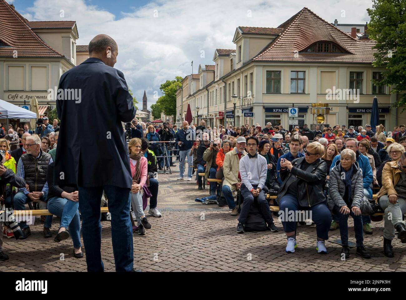 OLAF Scholz (SPD), Chancelier fédéral, s'exprime lors d'un discours de circonscription à Potsdam sur des sujets d'actualité et répond aux questions des citoyens. Potsdam, 29 mai 2022. Banque D'Images