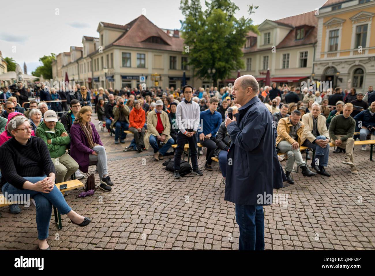 OLAF Scholz (SPD), Chancelier fédéral, s'exprime lors d'un discours de circonscription à Potsdam sur des sujets d'actualité et répond aux questions des citoyens. Potsdam, 29 mai 2022. Banque D'Images