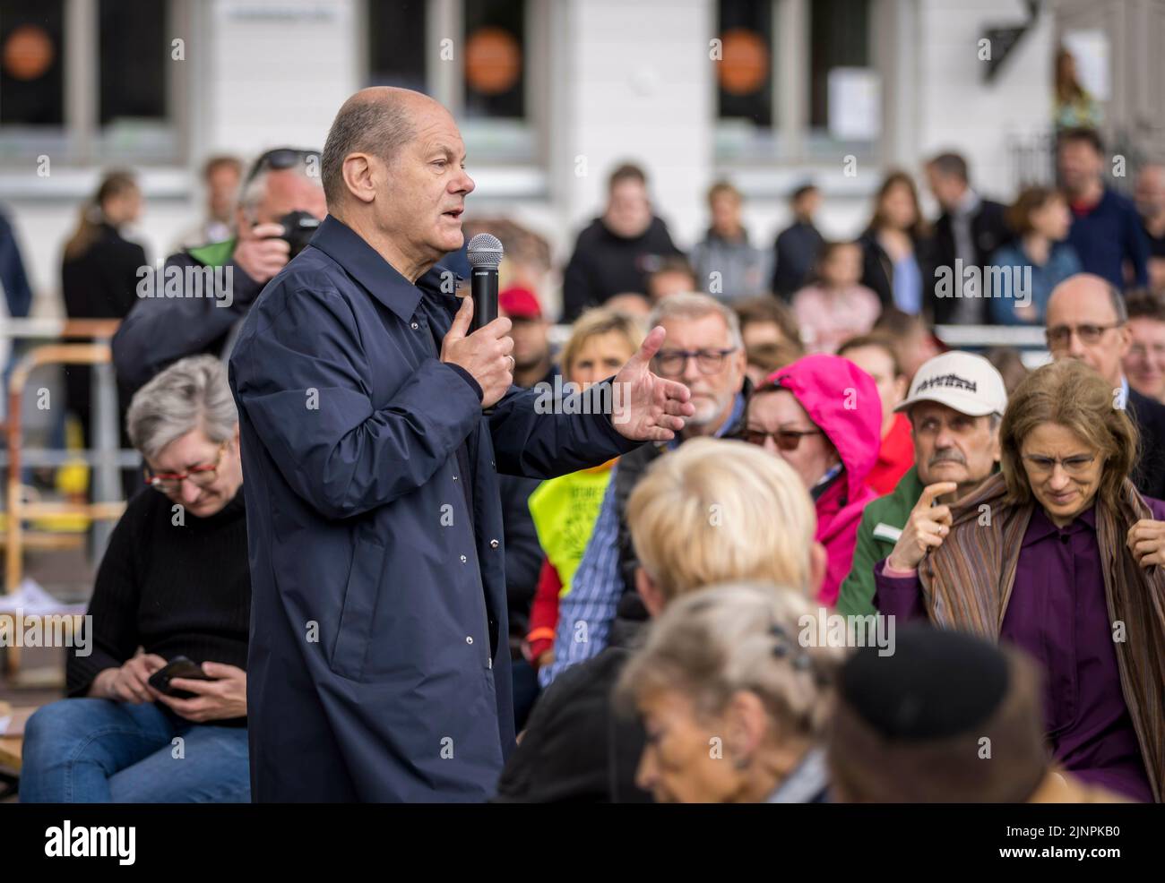 OLAF Scholz (SPD), Chancelier fédéral, s'exprime lors d'un discours de circonscription à Potsdam sur des sujets d'actualité et répond aux questions des citoyens. Potsdam, 29 mai 2022. Banque D'Images