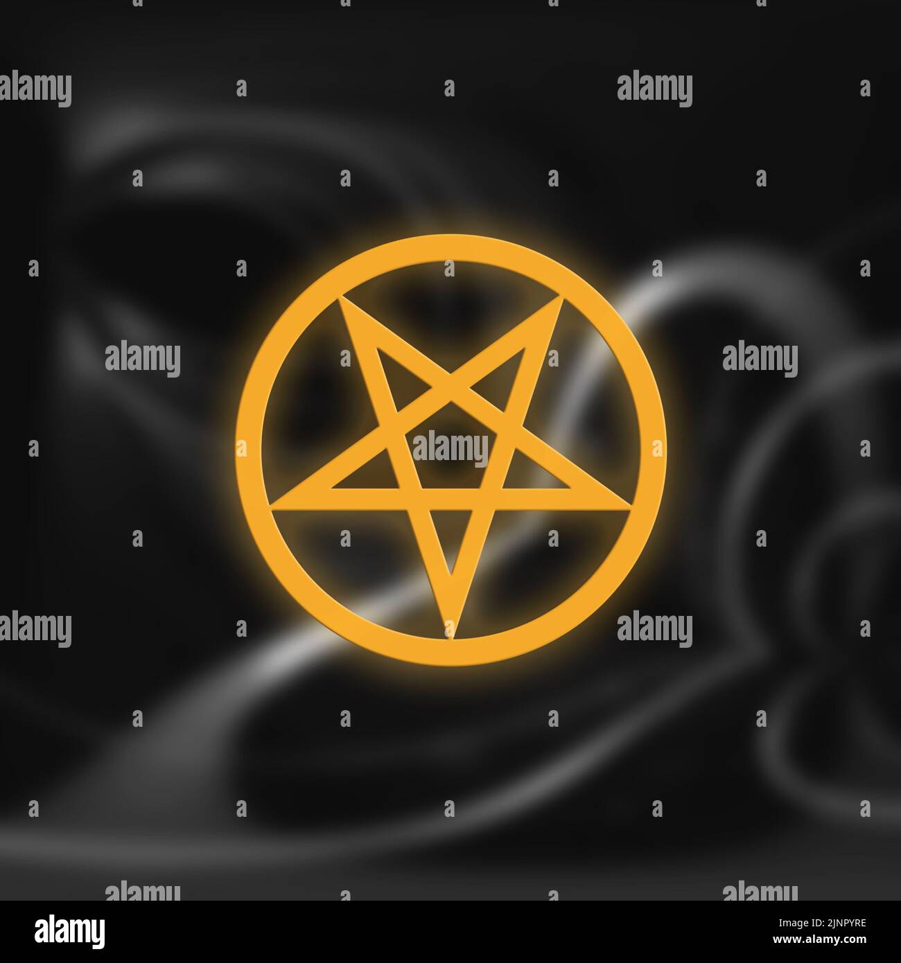 Pentagramme doré sur fond noir Banque D'Images