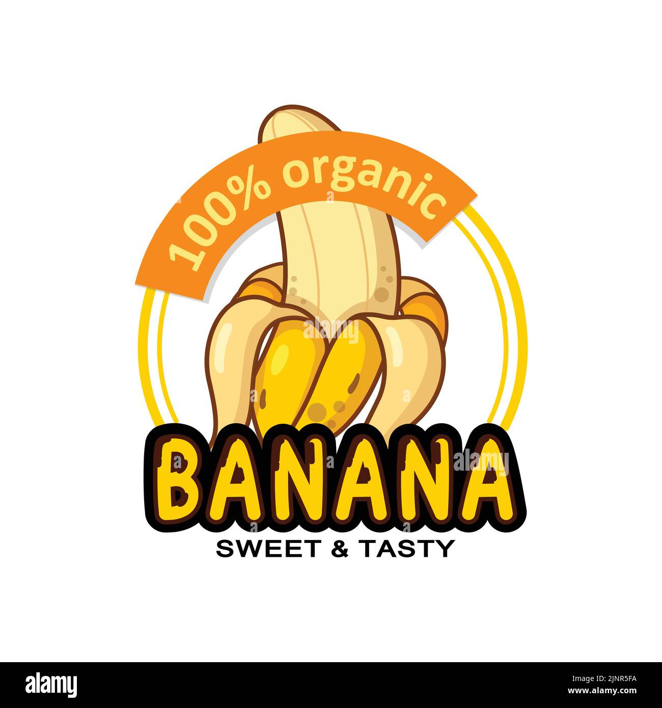 fond jaune design banane fruit logo premium design, pour autocollant, sérigraphie, bannière, flyer et compagnie de banane Illustration de Vecteur