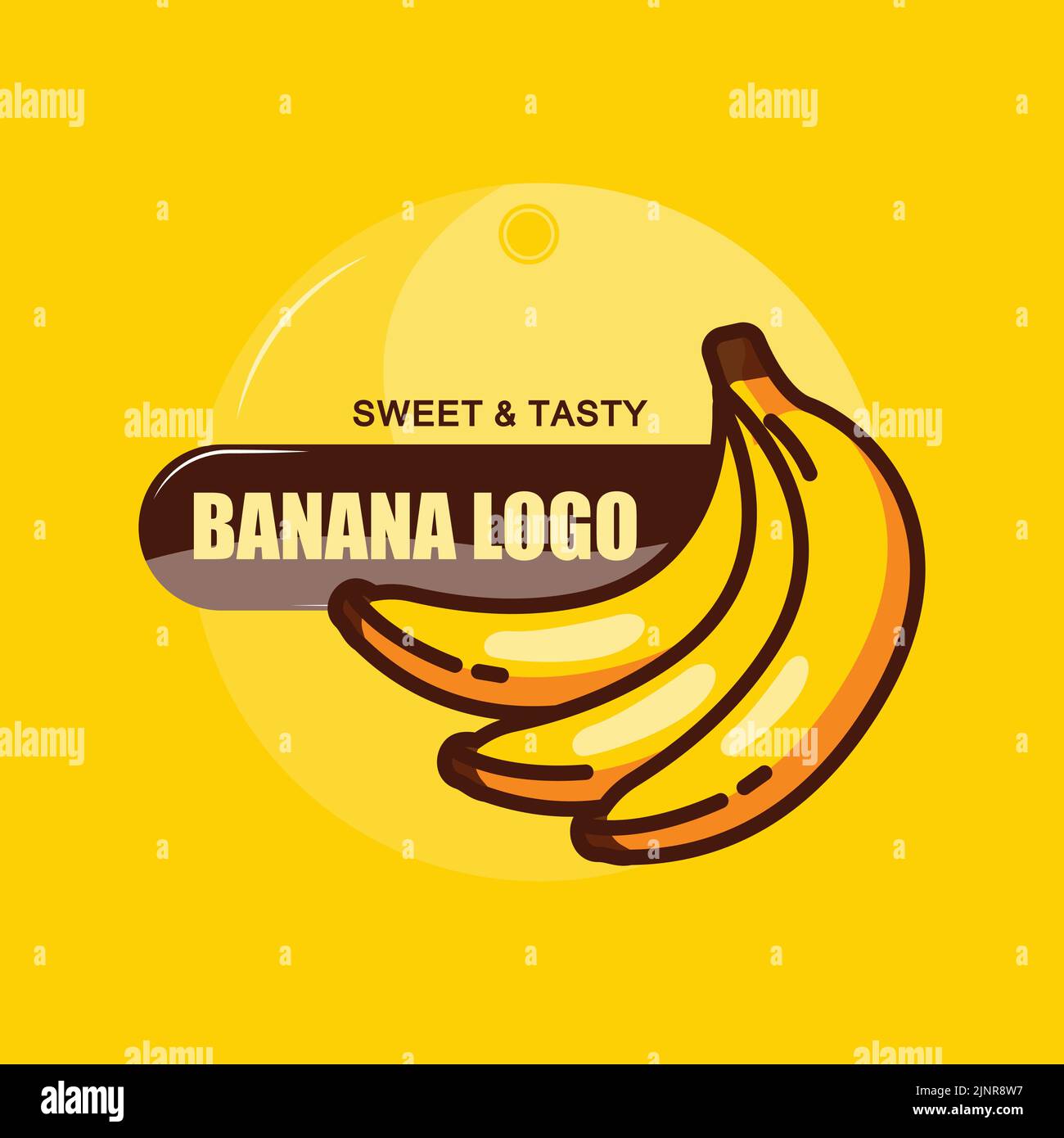 fond jaune design banane fruit logo premium design, pour autocollant, sérigraphie, bannière, flyer et compagnie de banane Illustration de Vecteur