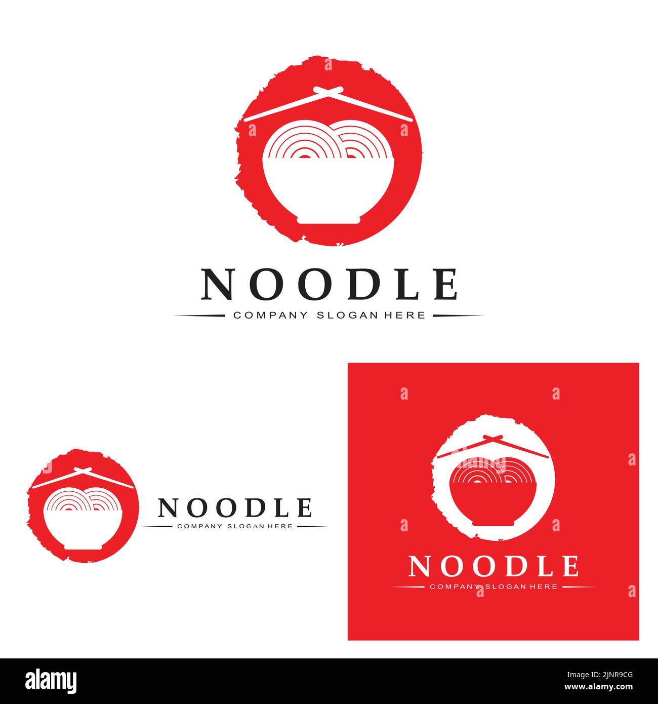 Une collection d'inspiration de logo de nouilles. Modèle chinois de conception de nourriture et de bol. Illustration du concept rétro Illustration de Vecteur