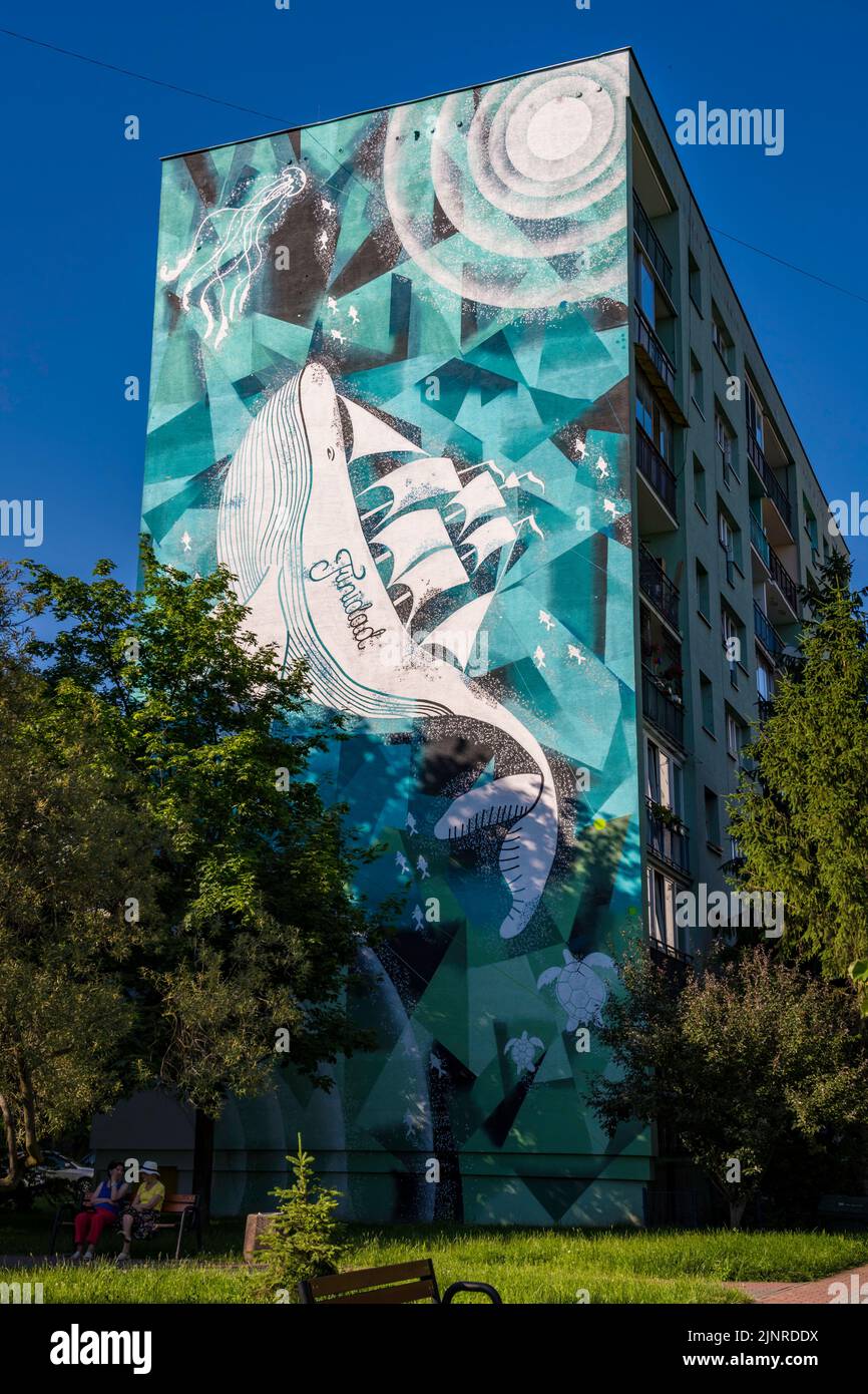Peintures murales à Varsovie, Pologne Banque D'Images