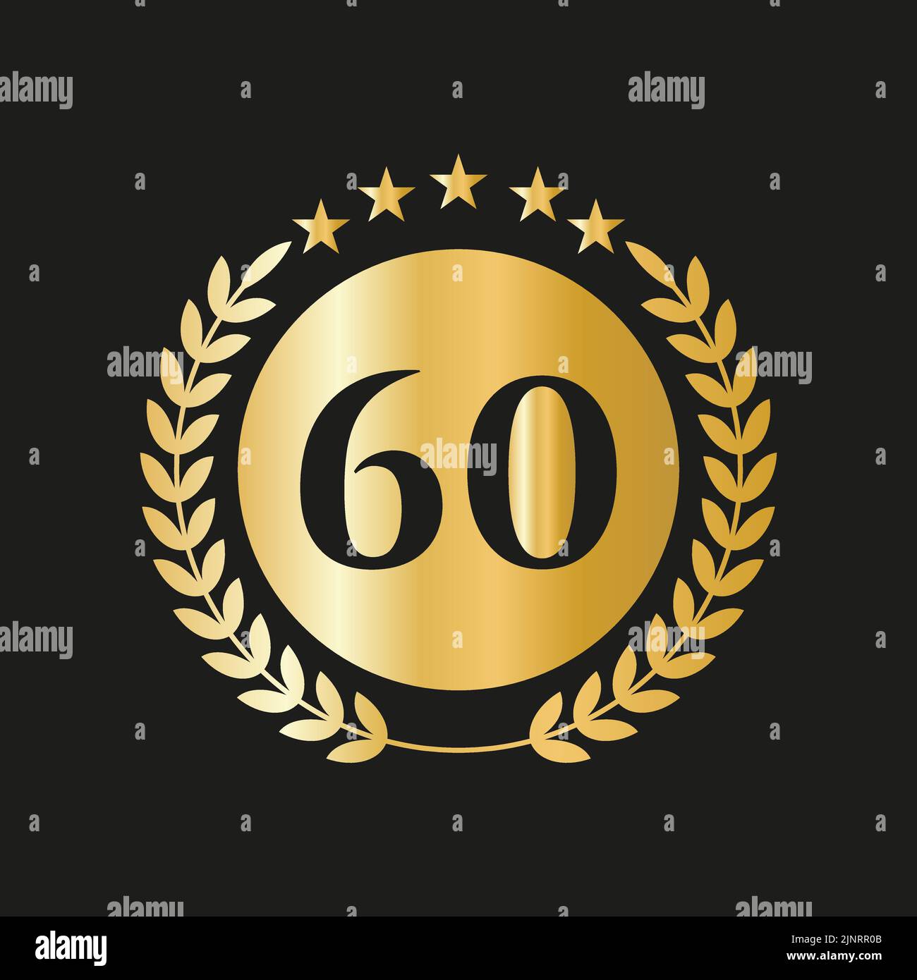 60th ans anniversaire Celebration Icon Vector logo modèle avec Golden concept Illustration de Vecteur