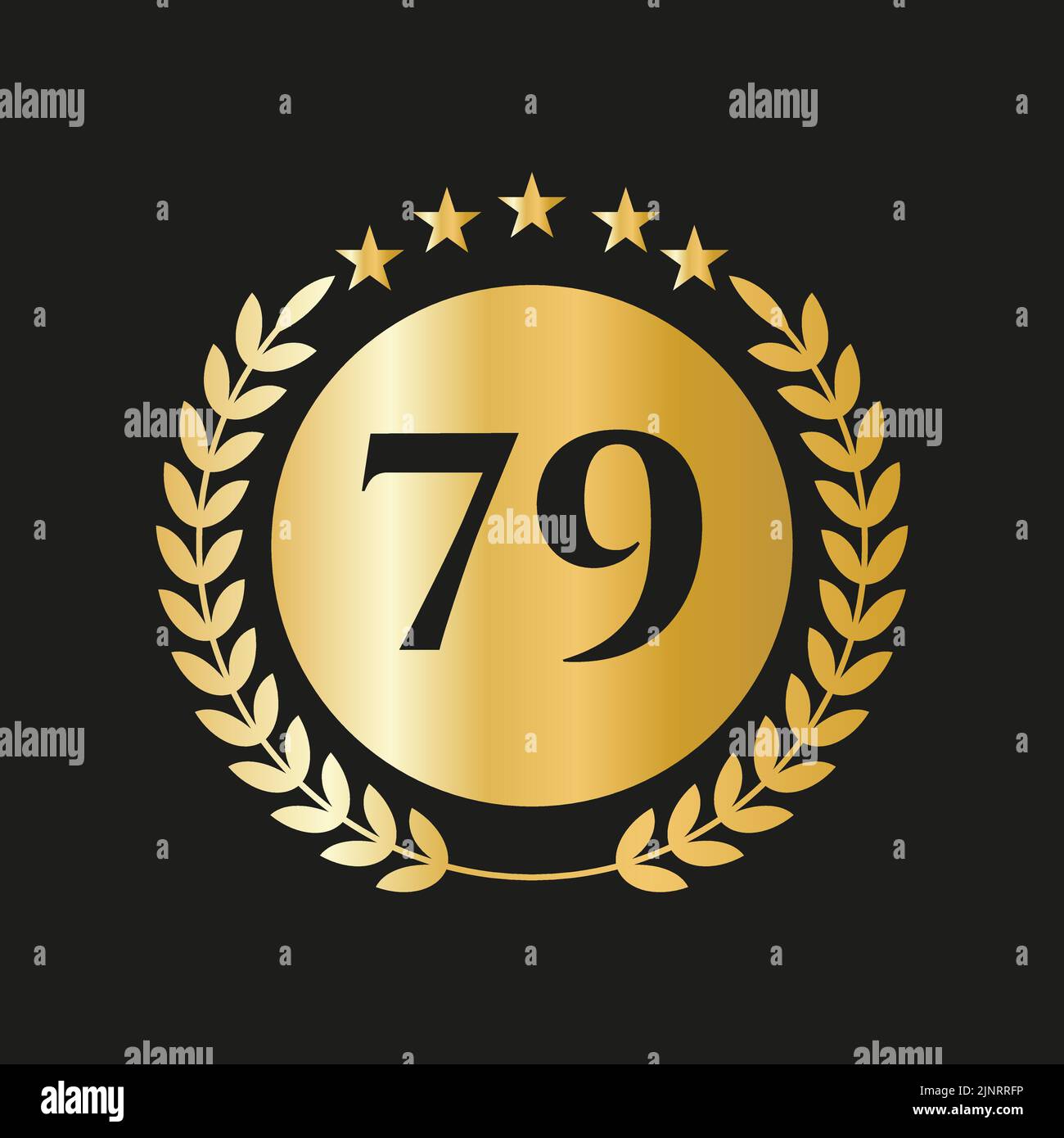 79th ans anniversaire Celebration Icon Vector logo modèle avec Golden concept Illustration de Vecteur