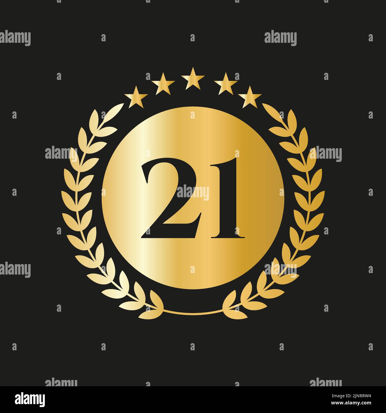 21st ans anniversaire Celebration Icon Vector logo modèle avec Golden concept Illustration de Vecteur