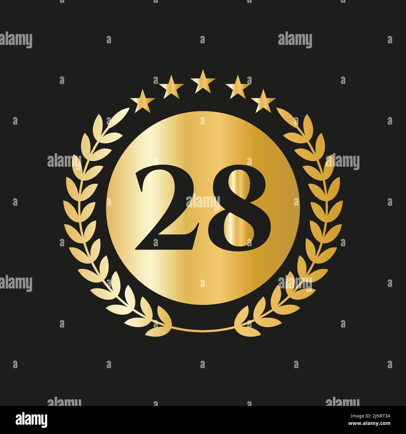 28 ans anniversaire Celebration Icon Vector logo modèle avec Golden concept Illustration de Vecteur