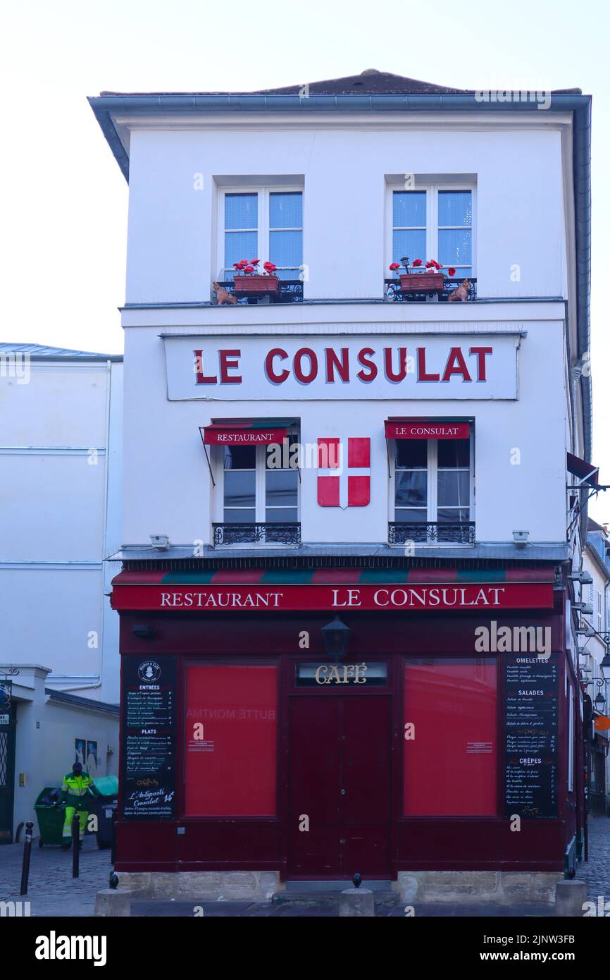 Le Consulat à Paris, Montmartre, l'un des bistros et cafés les plus célèbres de Montmartre Banque D'Images