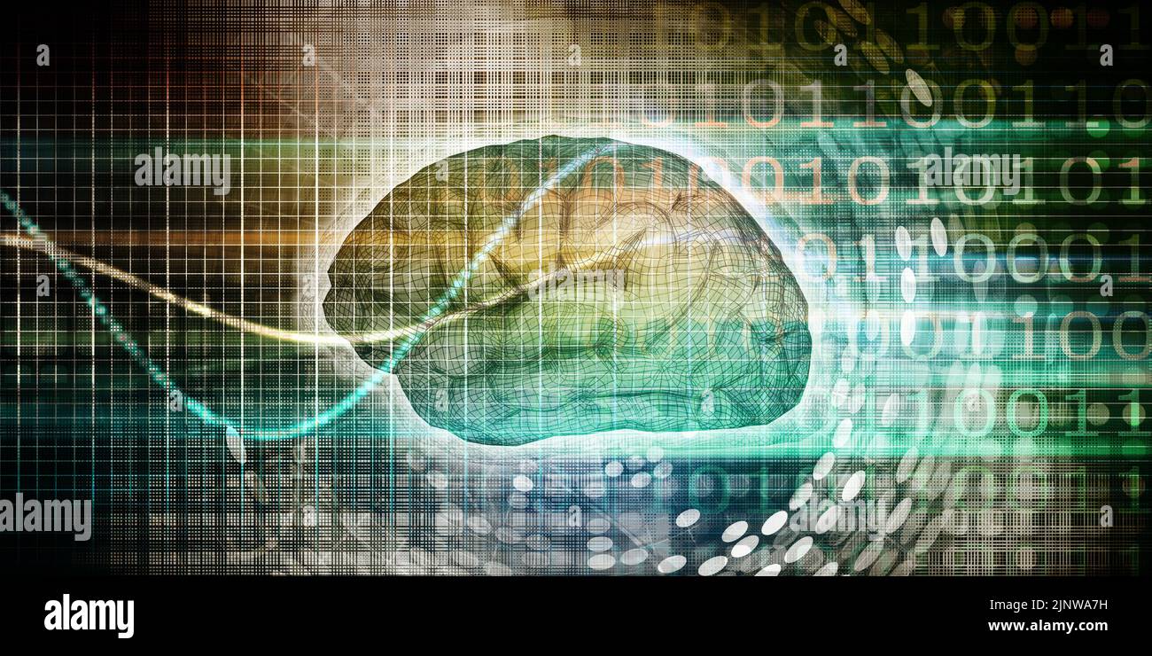 L'évolution de l'intelligence artificielle avec la conscience comme concept de haute technologie numérique Banque D'Images