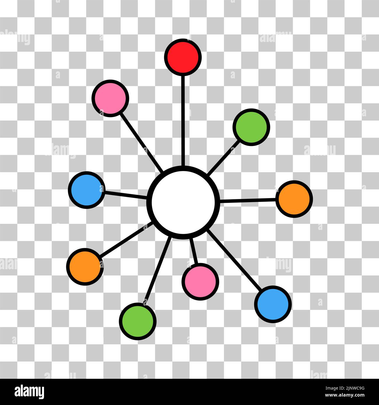 Hub réseau plat icône, connecter structure vecteur symbole fond isolé, système de technologie . Illustration de Vecteur