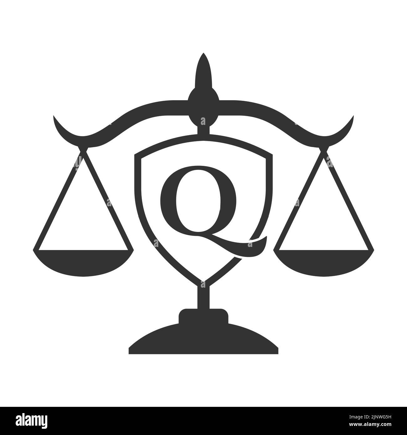 Logo du cabinet d'avocats sur la lettre Q avec enseigne de protection. Logo juridique, avocat et justice, avocat, avocat, service juridique, Bureau juridique, modèle de logo Scale Illustration de Vecteur