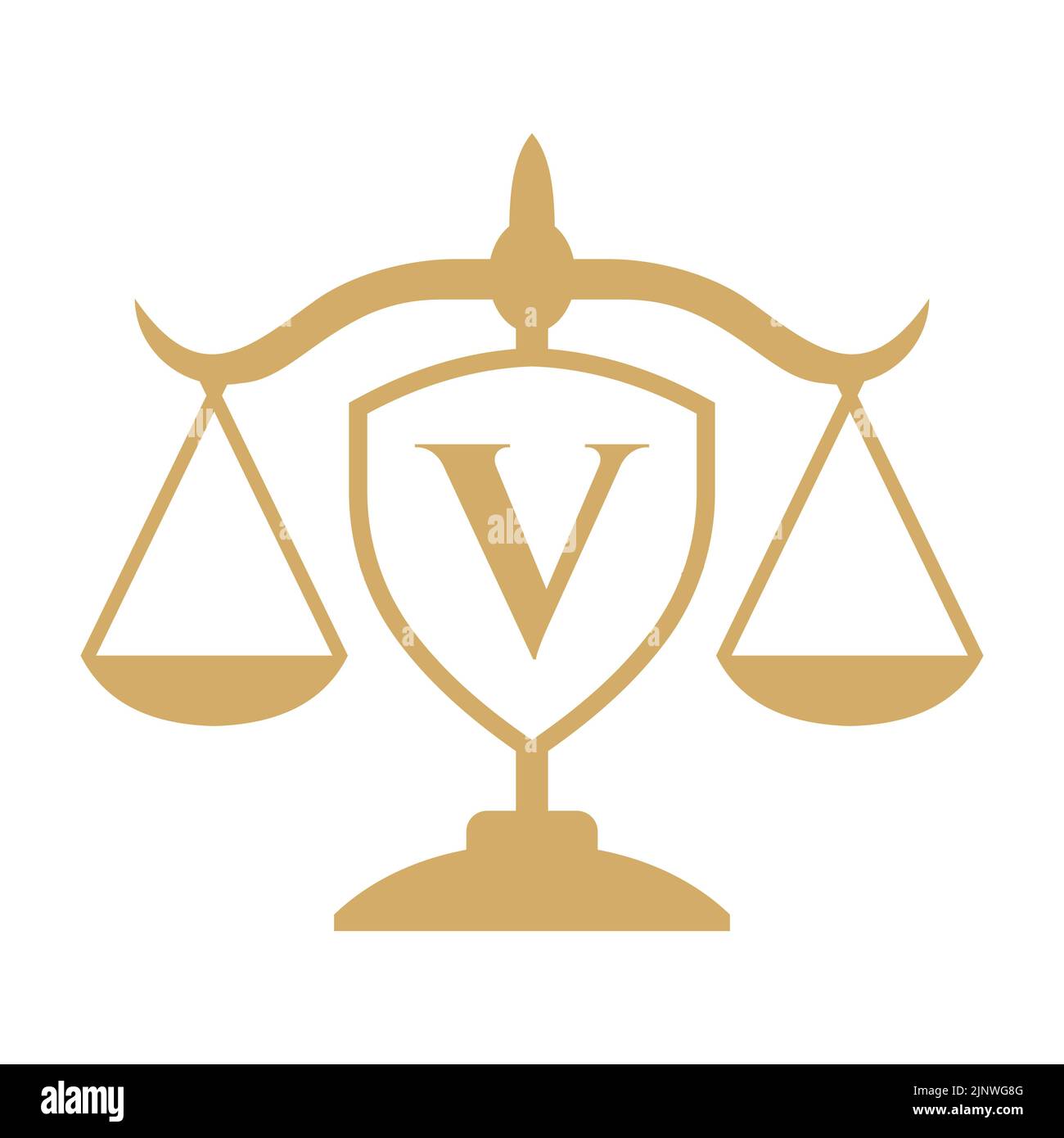 Logo du cabinet d'avocats sur la lettre V avec enseigne de protection. Logo juridique, avocat et justice, avocat, avocat, service juridique, Bureau juridique, modèle de logo Scale Illustration de Vecteur