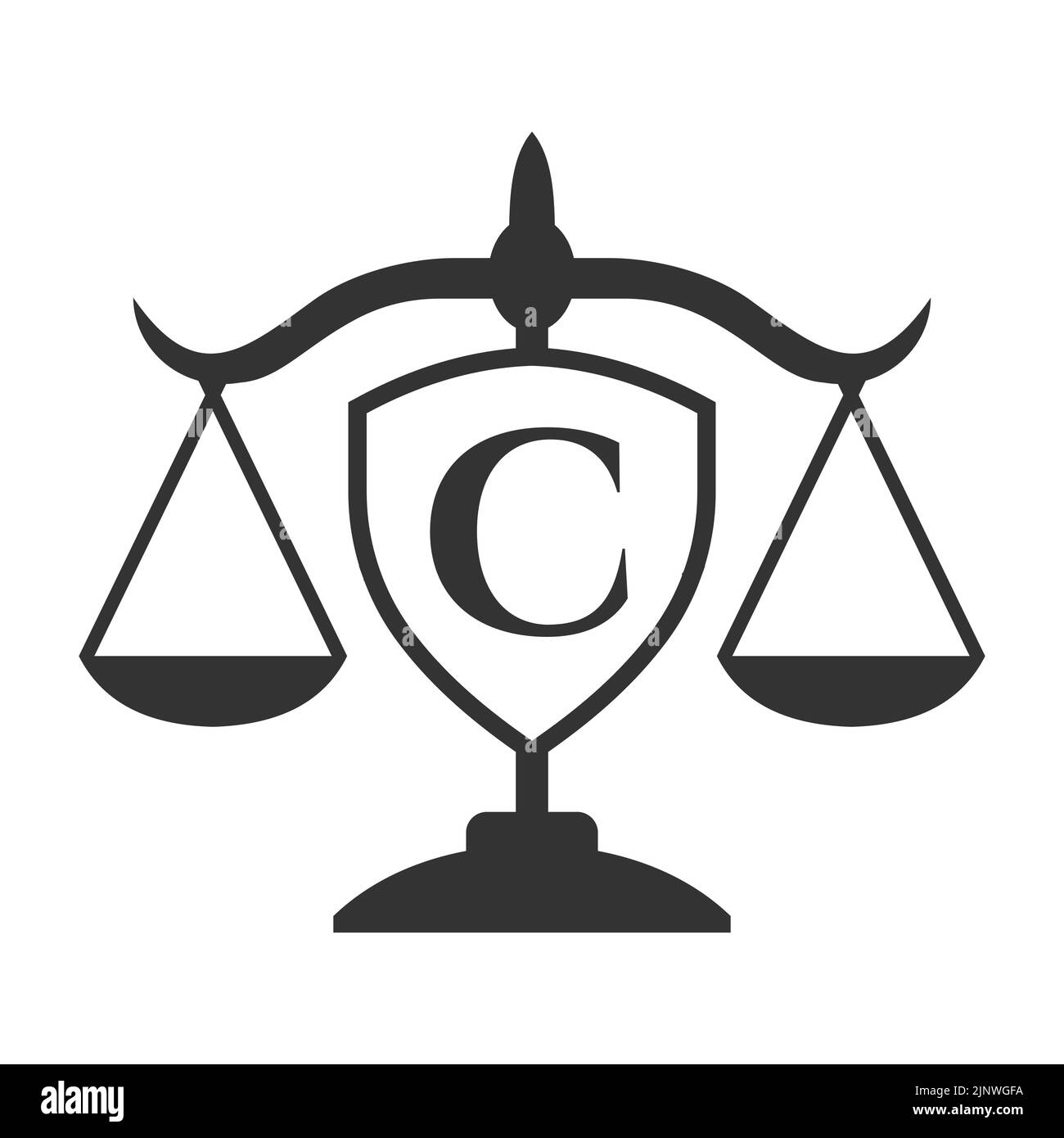 Logo du cabinet d'avocats sur la lettre C avec enseigne de protection. Logo juridique, avocat et justice, avocat, avocat, service juridique, Bureau juridique, modèle de logo Scale Illustration de Vecteur