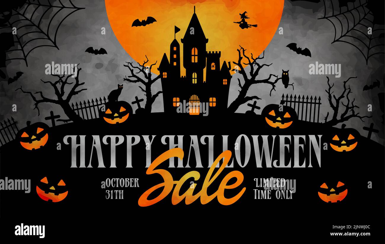 Illustration de la bannière vectorielle de la vente d'Halloween Illustration de Vecteur