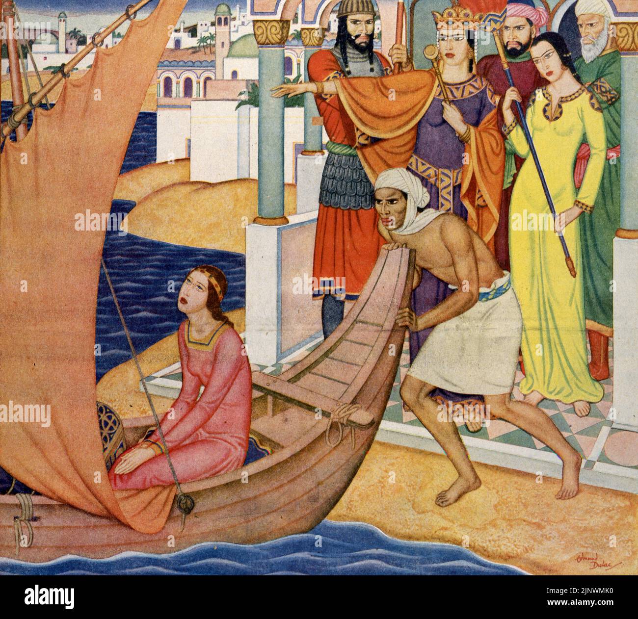 « The Man of Law’s Tale of Thest advenu to Constance » publié le 20 septembre 1942 dans le magazine American Weekly Sunday peint par Edmund Dulac. Banque D'Images