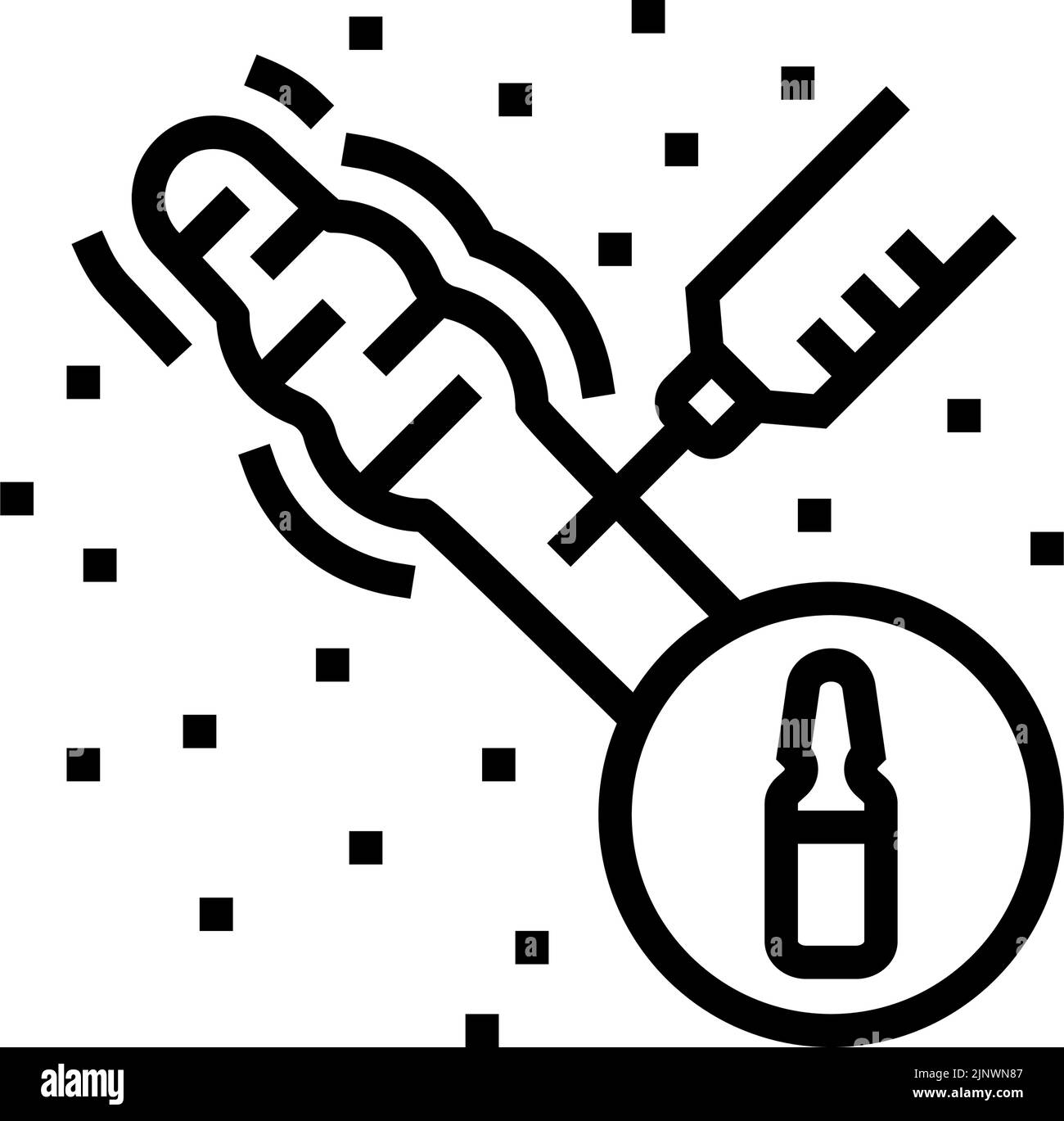 illustration vectorielle de l'icône de la ligne de traitement de cicatrice d'injection Illustration de Vecteur
