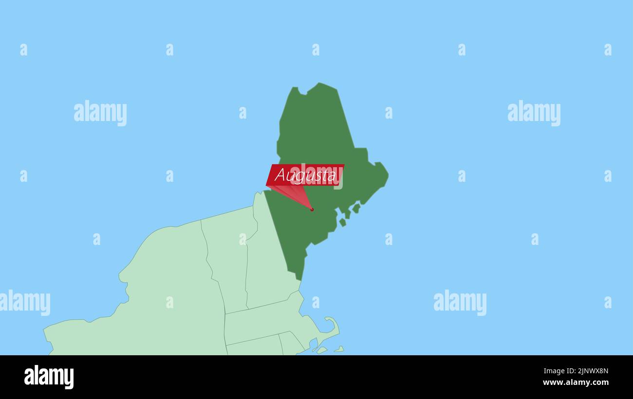 Carte du Maine avec PIN de la capitale du pays. Carte du Maine avec pays voisins en vert. Illustration de Vecteur