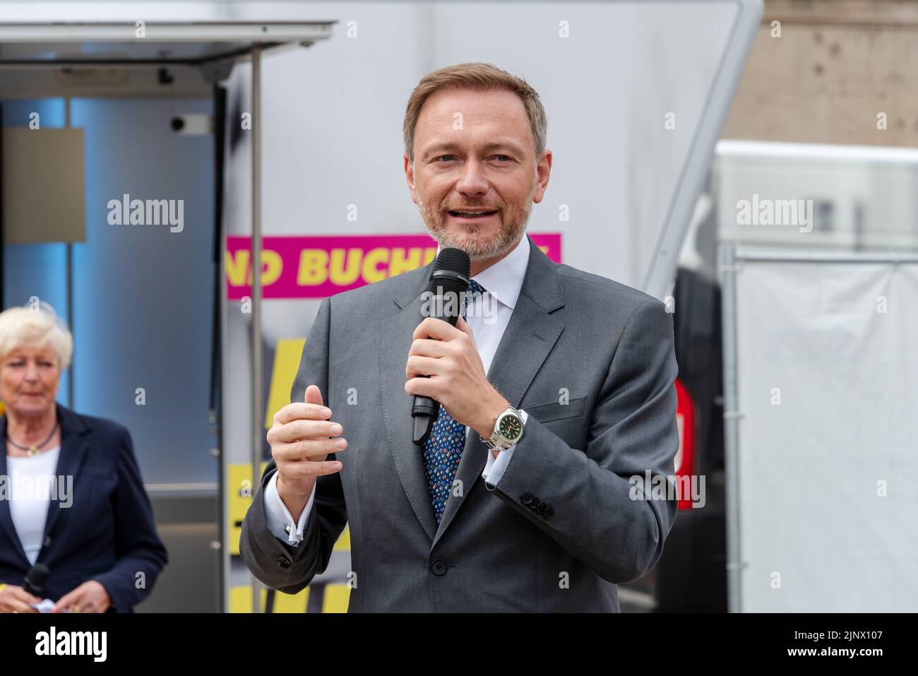 Le ministre des Finances Christian Lindner auf einer Wahlveranstaltung in Kiel Banque D'Images