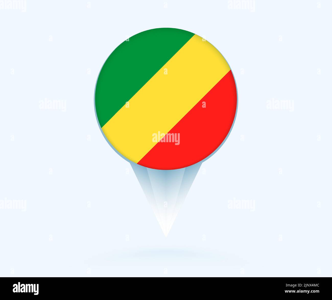 Pointeur de carte avec drapeau du Congo. Drapeau vectoriel sur fond bleu. Illustration de Vecteur
