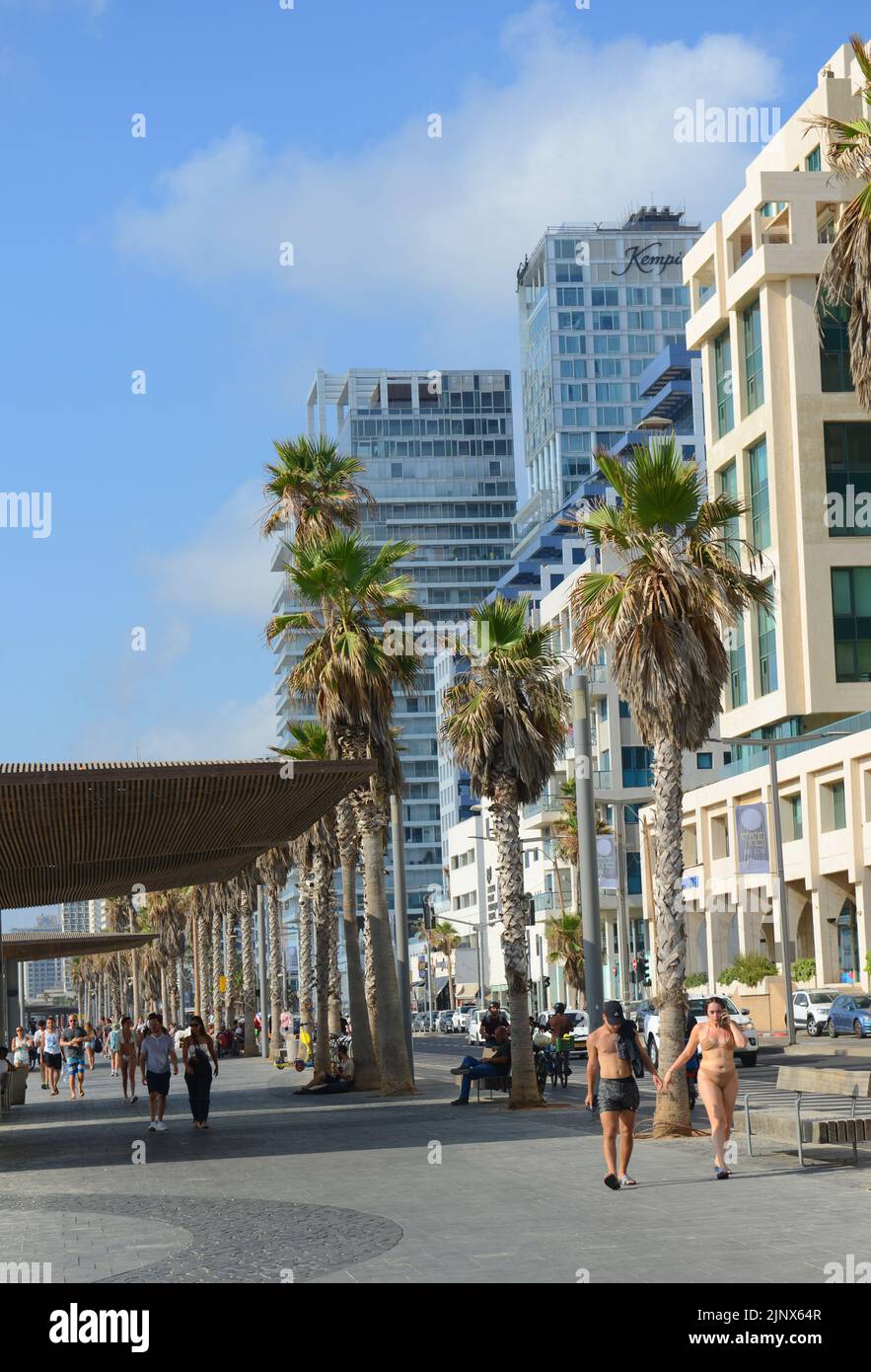 La pittoresque promenade en bord de mer de tel-Aviv, Israël. Banque D'Images