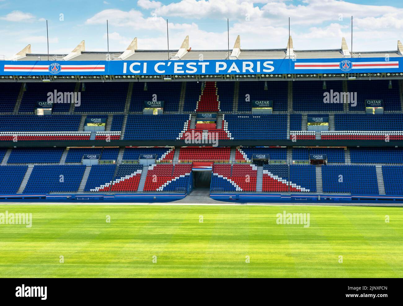 Vue sur le terrain du Parc des Princes, Paris Banque D'Images