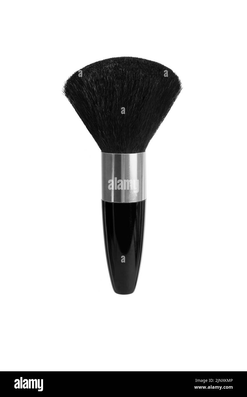 Pinceau à maquillage noir sur fond blanc Banque D'Images