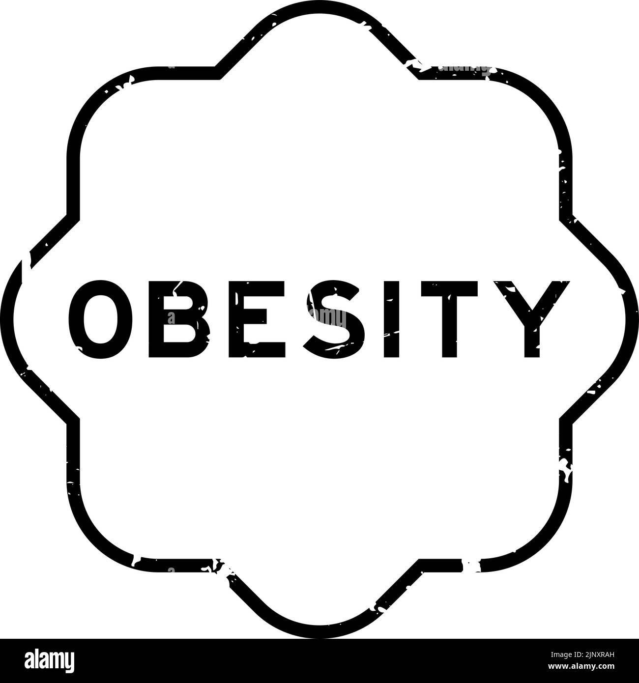 Grunge noir obésité mot caoutchouc cachet sur fond blanc Illustration de Vecteur