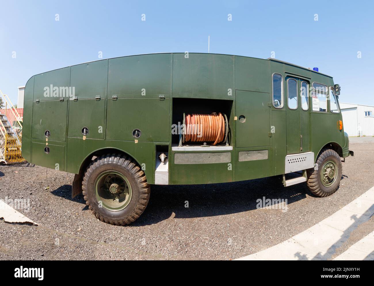 Bedford RLHZ Self Propelé Pump Green Goddess Fire Engine construit en 1953 et 1956 SYH 483 au North East Land Sea & Air Museum Banque D'Images