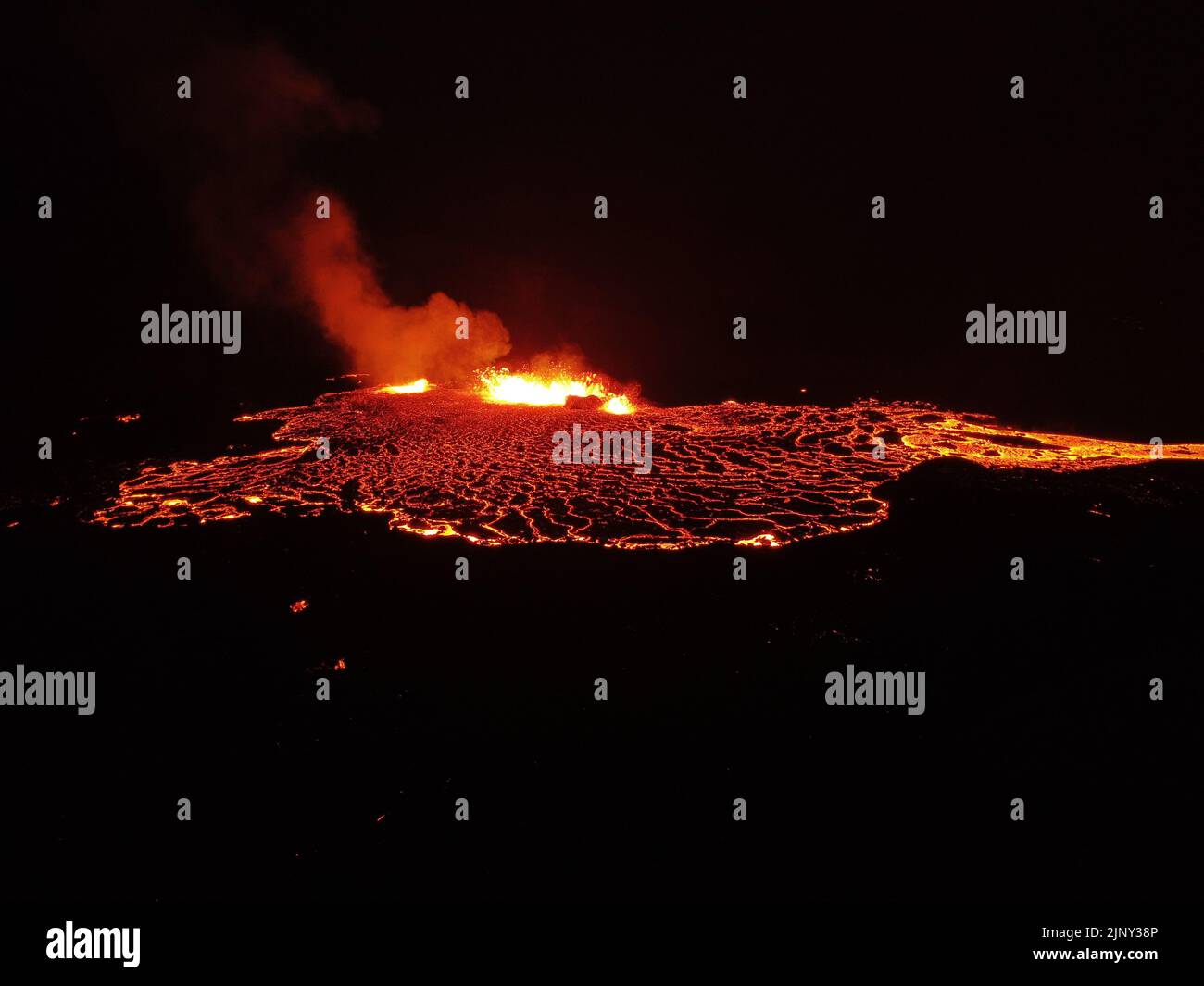 Tir de drone du volcan Fagadalsfjall Banque D'Images