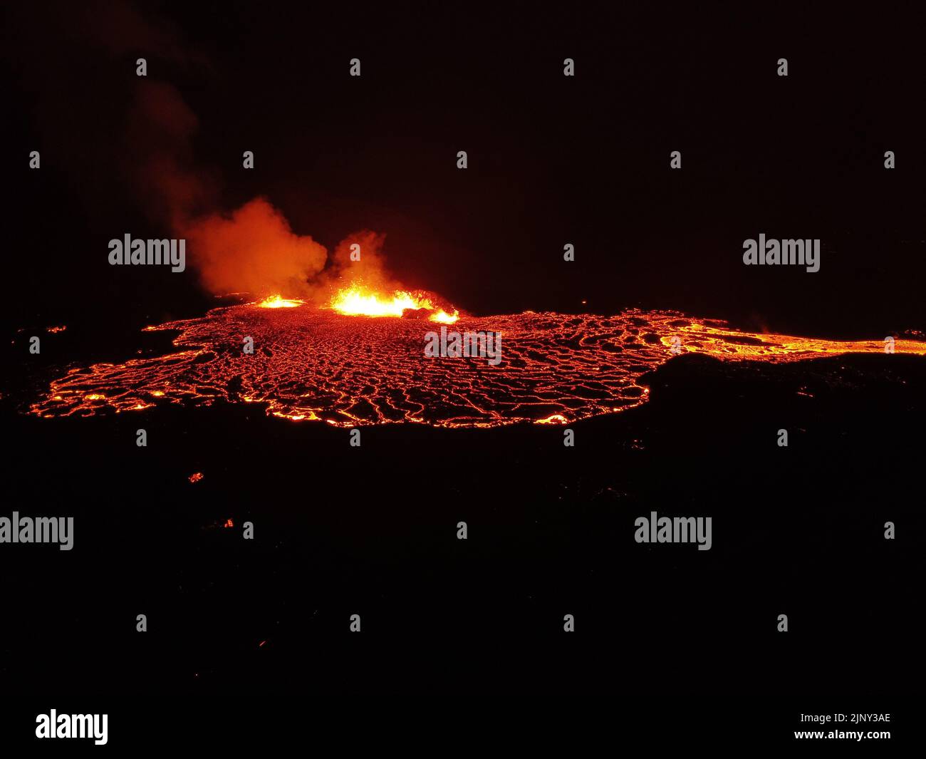 Tir de drone du volcan Fagadalsfjall Banque D'Images