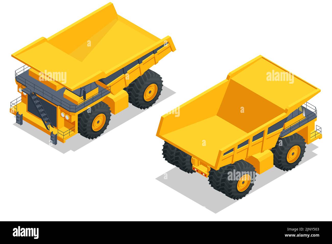 Grande benne de carrière isométrique. Tombereau pour mines lourdes isolé sur blanc. Équipement pour l'industrie minière à forte teneur. Illustration de Vecteur