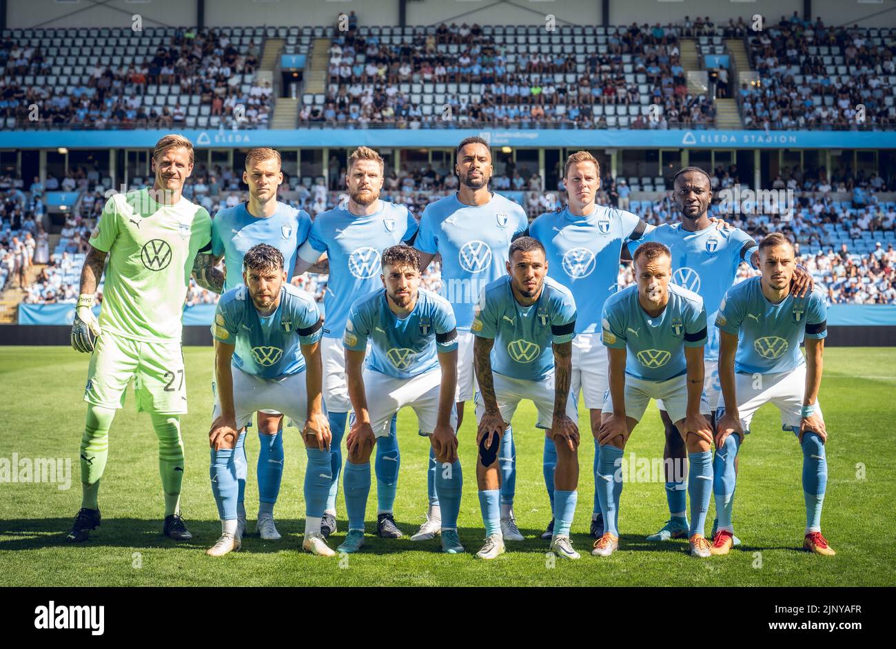 Malmoe, Suède. 14th août 2022. Le départ-11 de Malmoe FF pour le match Allsvenskan entre Malmoe FF et GIF Sundsvall à Eleda Stadion à Malmoe. (Crédit photo : Gonzales photo/Alamy Live News Banque D'Images