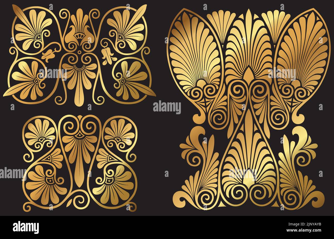 Motif décoratif de style grec doré vintage. Illustration de Vecteur
