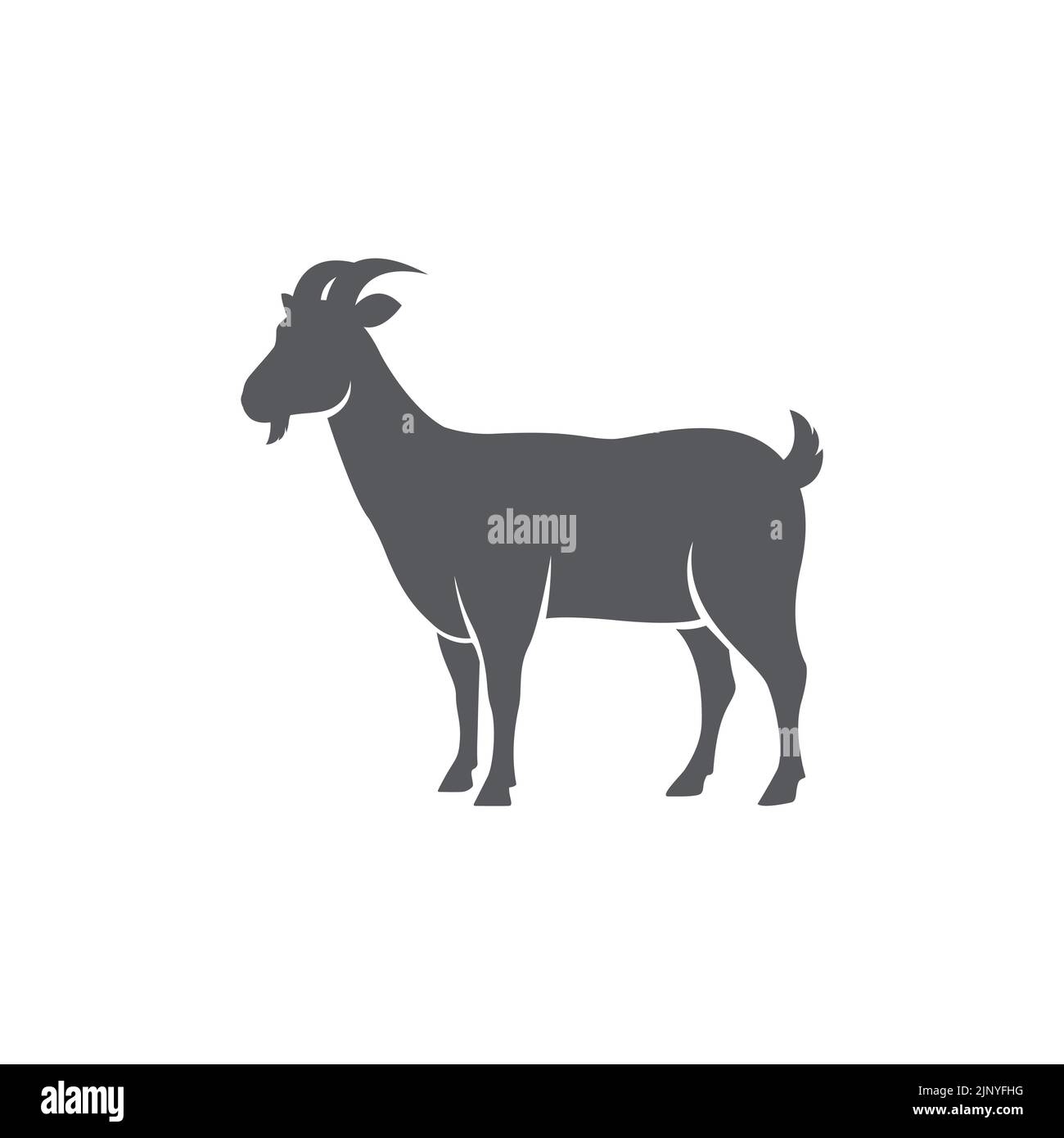 Silhouette de chèvre avec vue latérale. Motif animal de chèvre de ferme. Illustration vectorielle Illustration de Vecteur
