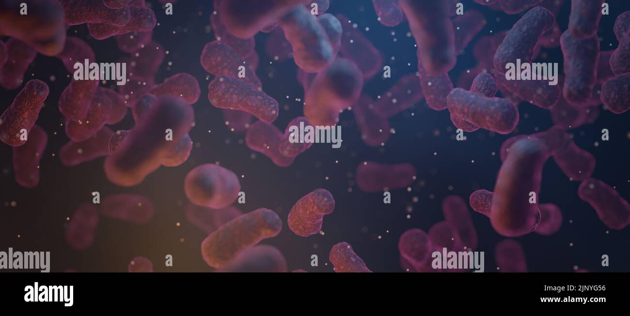 Virus bactéries cellules bannière arrière-plan 3D rendu Banque D'Images