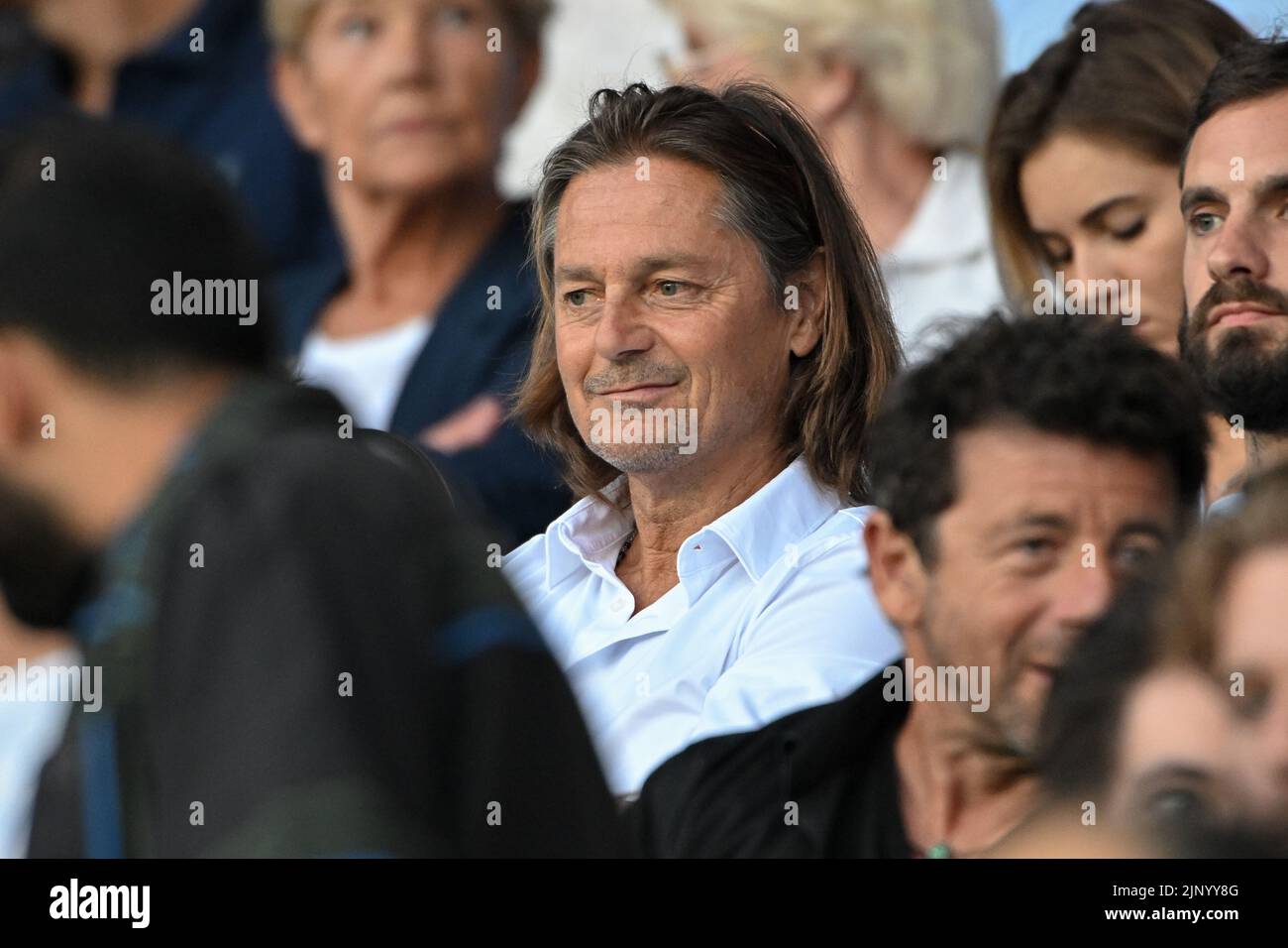 Paris, France. 13th août 2022. Patrick Bruel, Daniel Bravo - PSG vs Montpellier à Paris, France, le 13 août 2022. 13/08/2022-Paris, FRANCE. (Photo de Lionel Urman/Sipa USA) crédit: SIPA USA/Alay Live News Banque D'Images