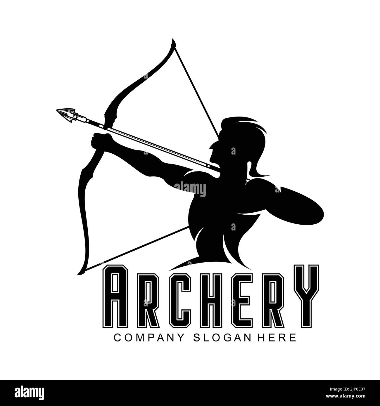 Athena Minerva Silhouette avec , Royal archer logo Design Illustration de Vecteur