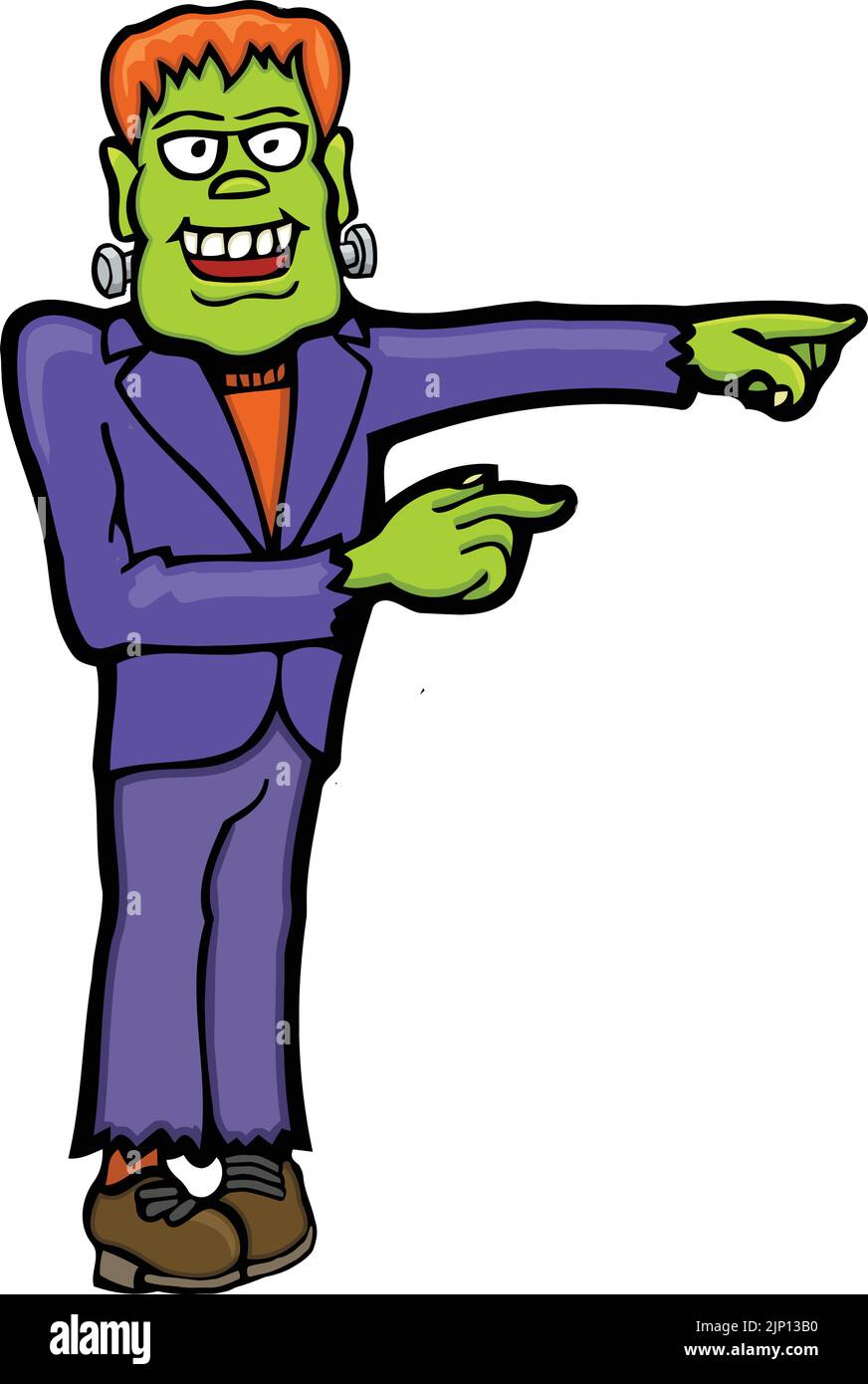dessin animé frankenstein pointant sur le côté Illustration de Vecteur