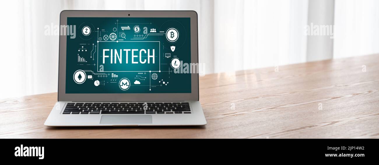 Logiciel de technologie financière Fintech pour les affaires modish pour analyser la stratégie de marketing Banque D'Images
