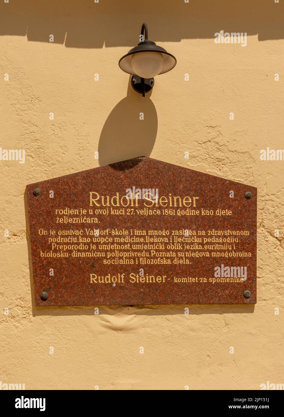 Donji Kraljevec, Croatie - 14 août 2022 : la maison où est né Rudolf Steiner. Lieu de naissance. Banque D'Images