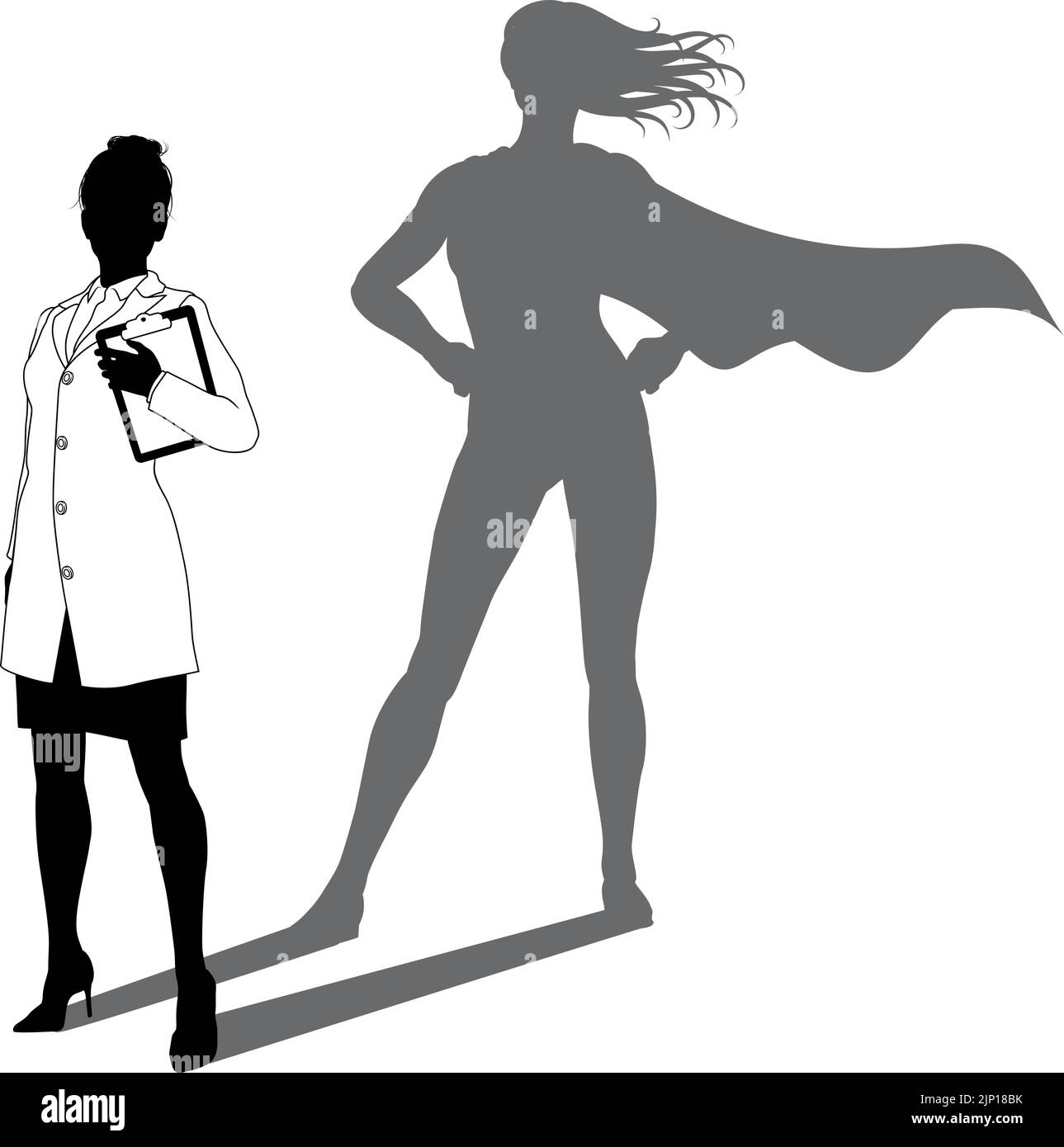 Super-héros Biologiste Super Hero Shadow Silhouette Illustration de Vecteur
