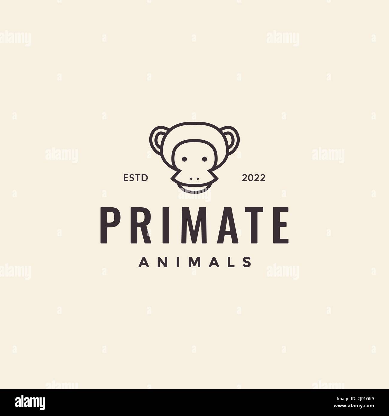 face logo taille basse singe primate minimal Illustration de Vecteur