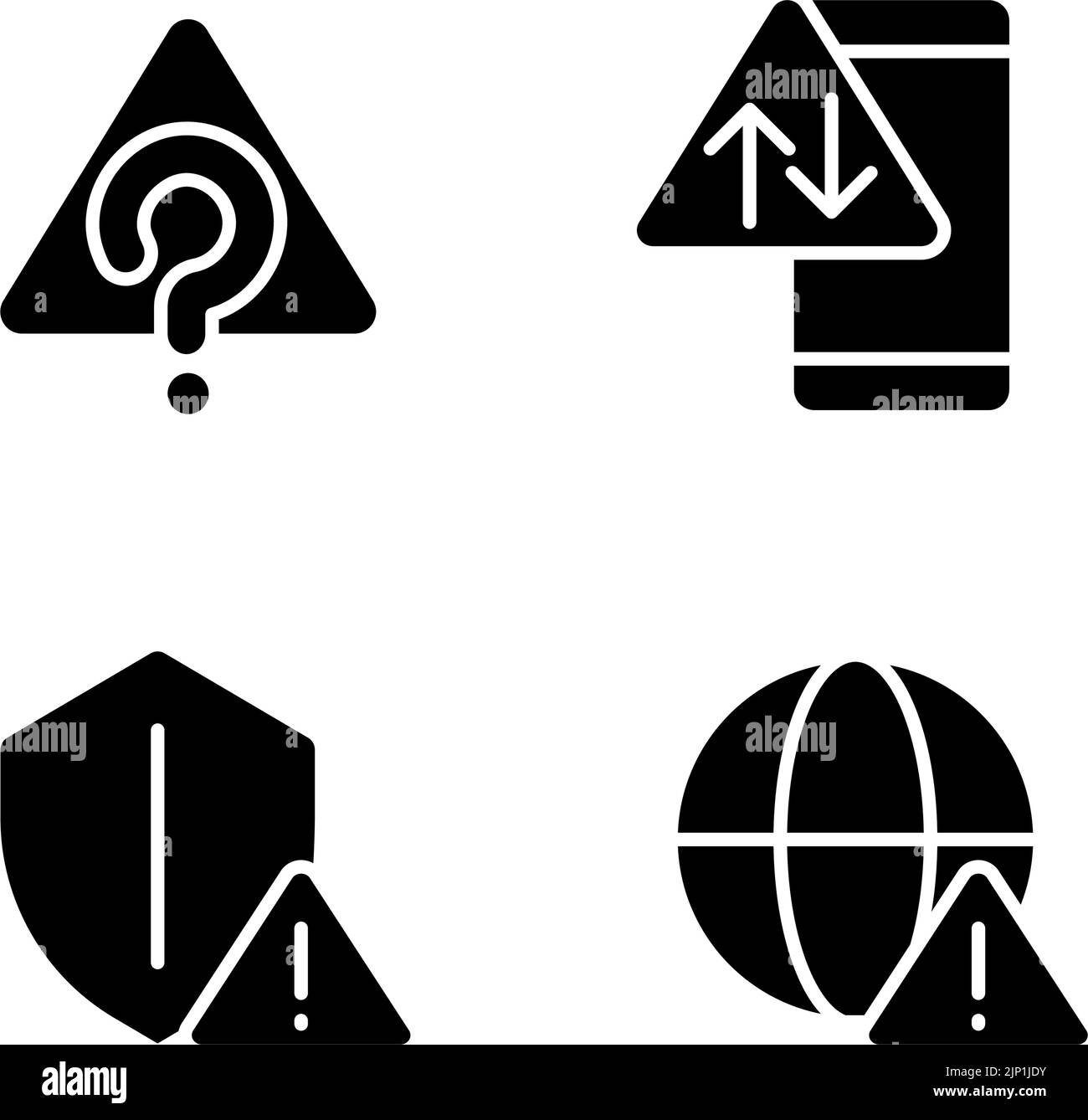 Problèmes de connexion Internet icônes de glyphe noires définies sur un espace blanc Illustration de Vecteur