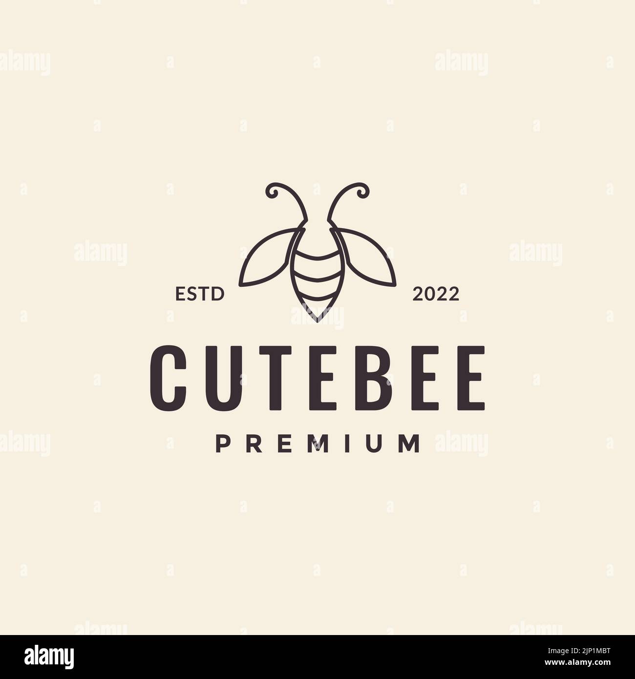 motif lignes art hipster bee logo Illustration de Vecteur