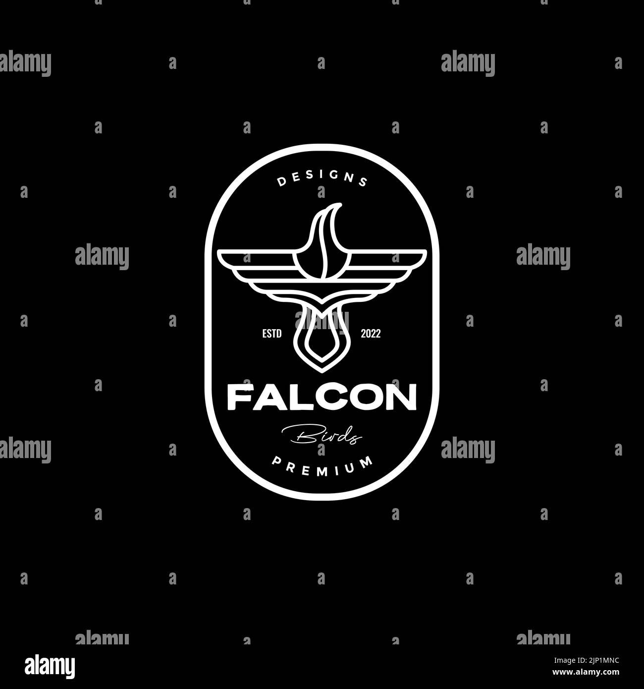 badge du logo falcon polygon line Illustration de Vecteur