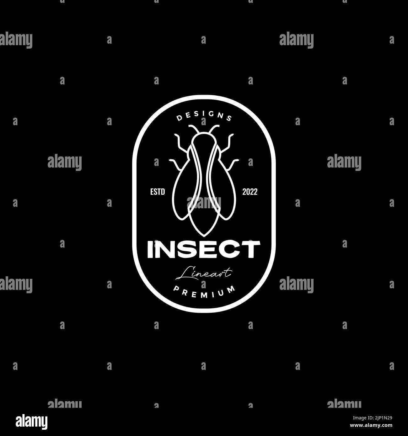 motif lignes art insecte mouche badge logo Illustration de Vecteur